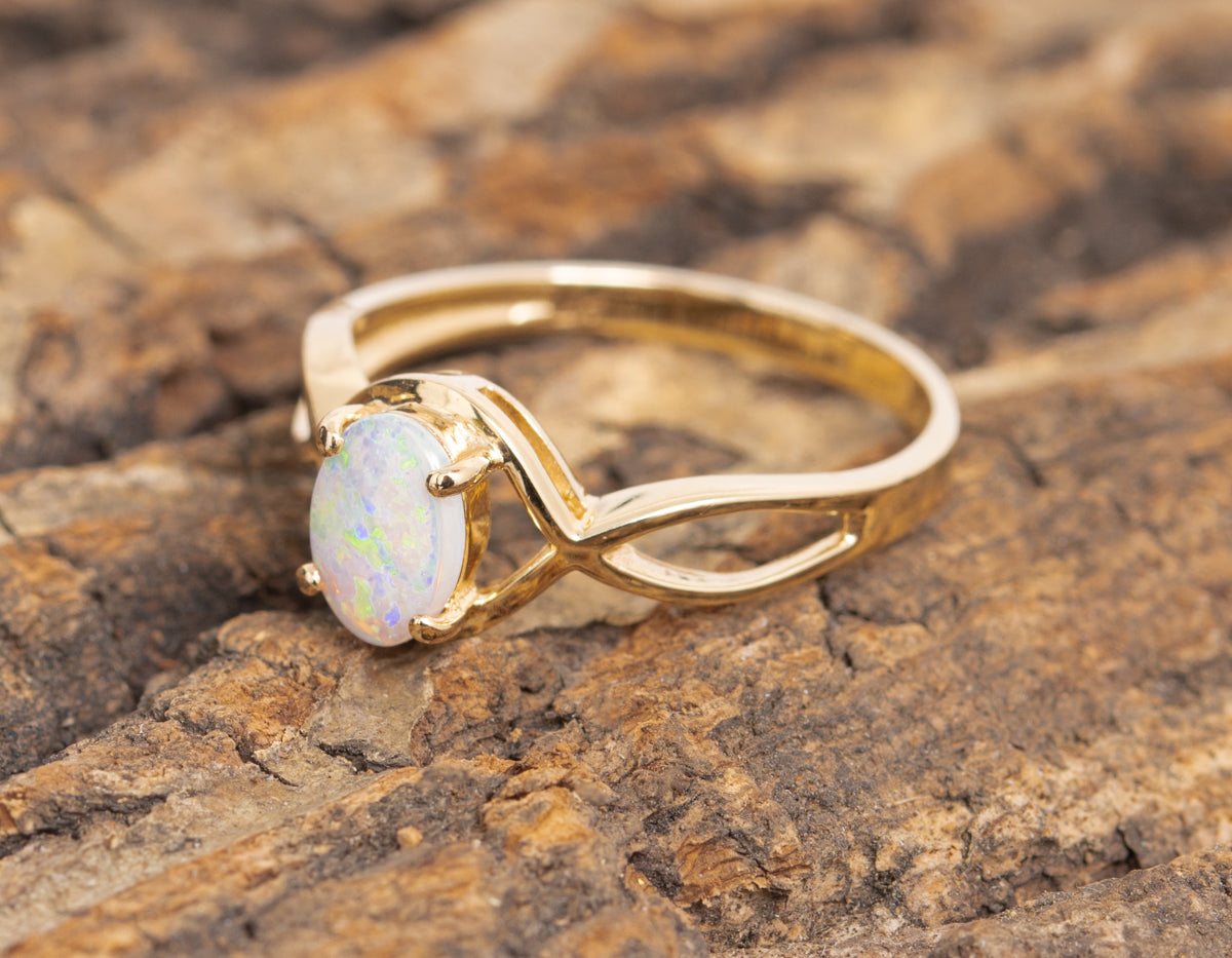 Opal ring sale gold band