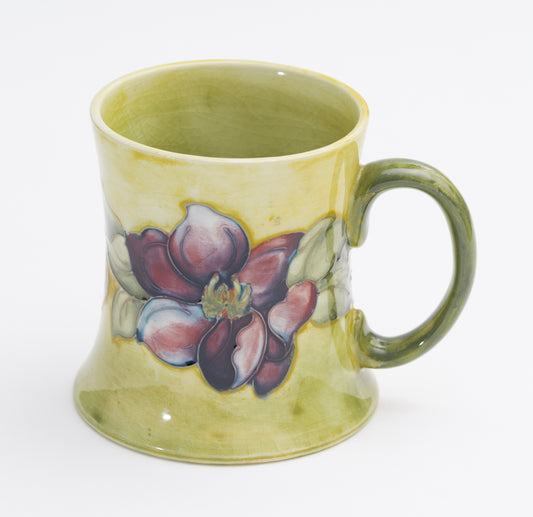 Vintage Moorcroft Pottery Clematis Pattern Mug/Tankard Yellow/Green Glaze (3182)