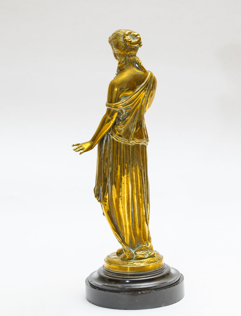 Antique Signed Brass Figure Of A Young Lady/Greek Goddess A Richard (3194)