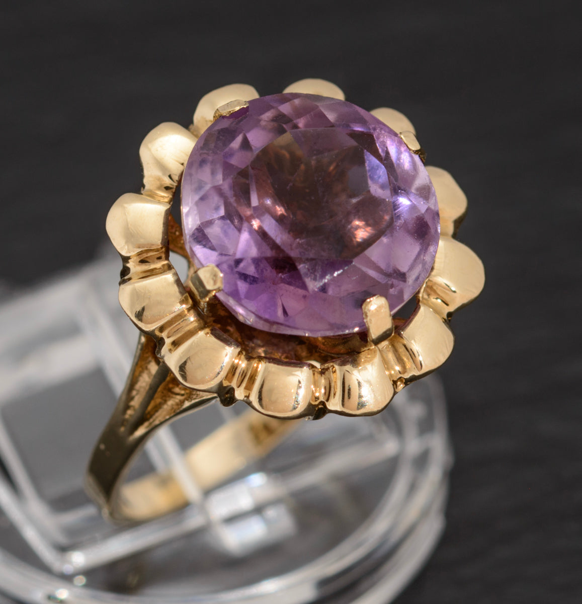 Best Bold Ring in 14k Rose, Palladium and 10 mm Lavender Amethyst -  Catherine Iskiw Designs