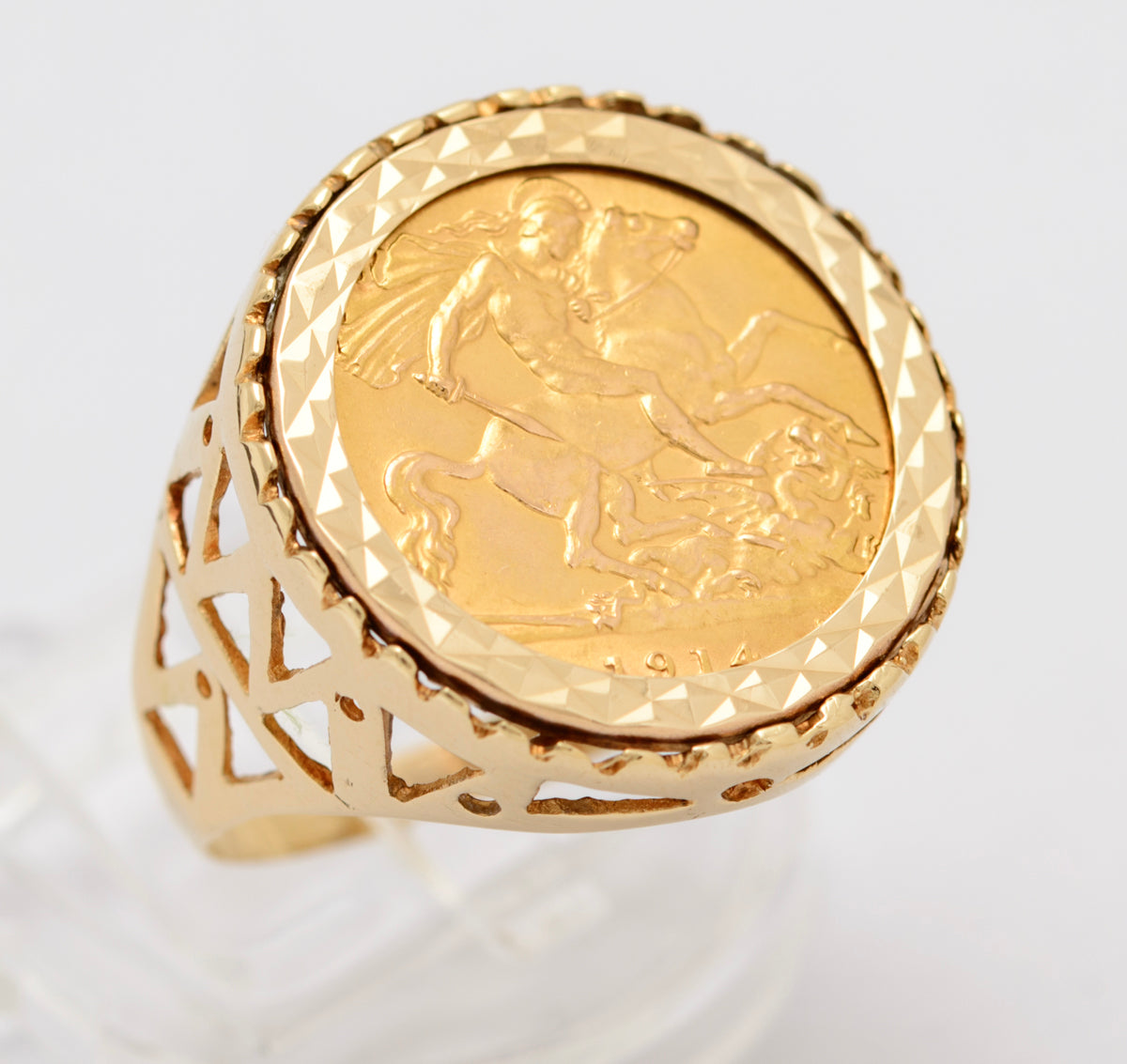 Mens half deals sovereign ring