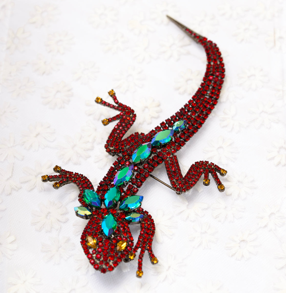 Vintage Butler & Wilson Large Gecko Shoulder Brooch Rare Colourway (a1 