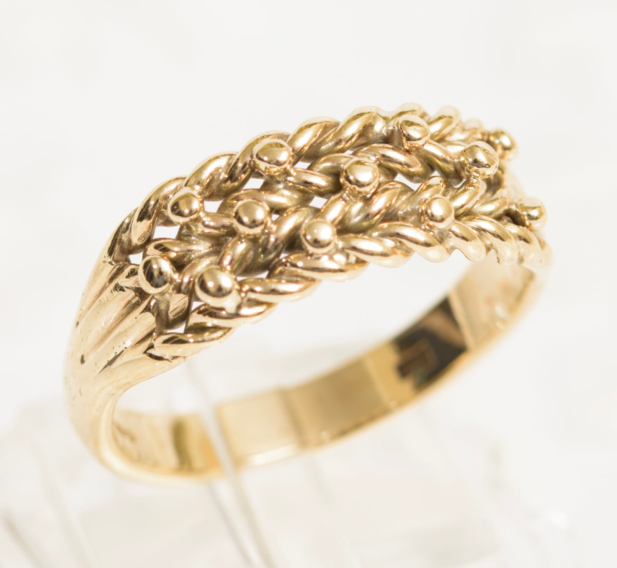 Vintage 9ct Yellow Gold Keeper Ring Unisex Design Size P1/2 (7.75) (A1970)