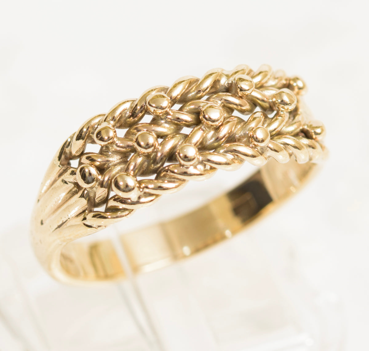 Vintage 9ct Yellow Gold Keeper Ring Unisex Design Size P1/2 (7.75) (A1970)