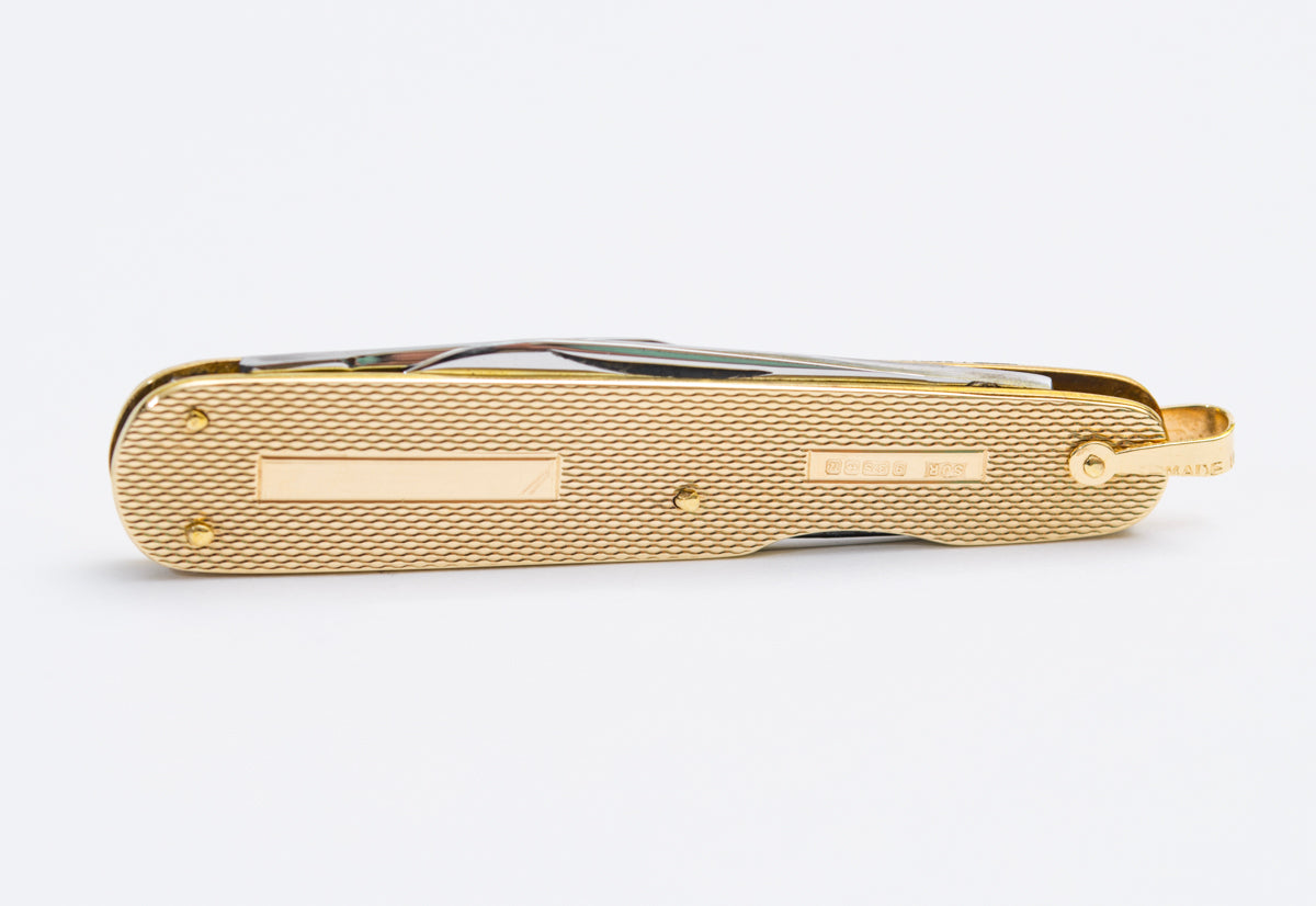 Vintage Combination Pocket Knife / Penknife With 9ct Gold Scales & Sheffield Steel Blades (A2029)