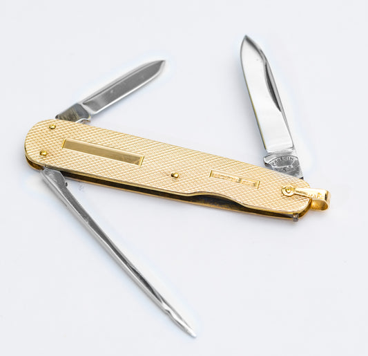 Vintage Combination Pocket Knife / Penknife With 9ct Gold Scales & Sheffield Steel Blades (A2029) J16