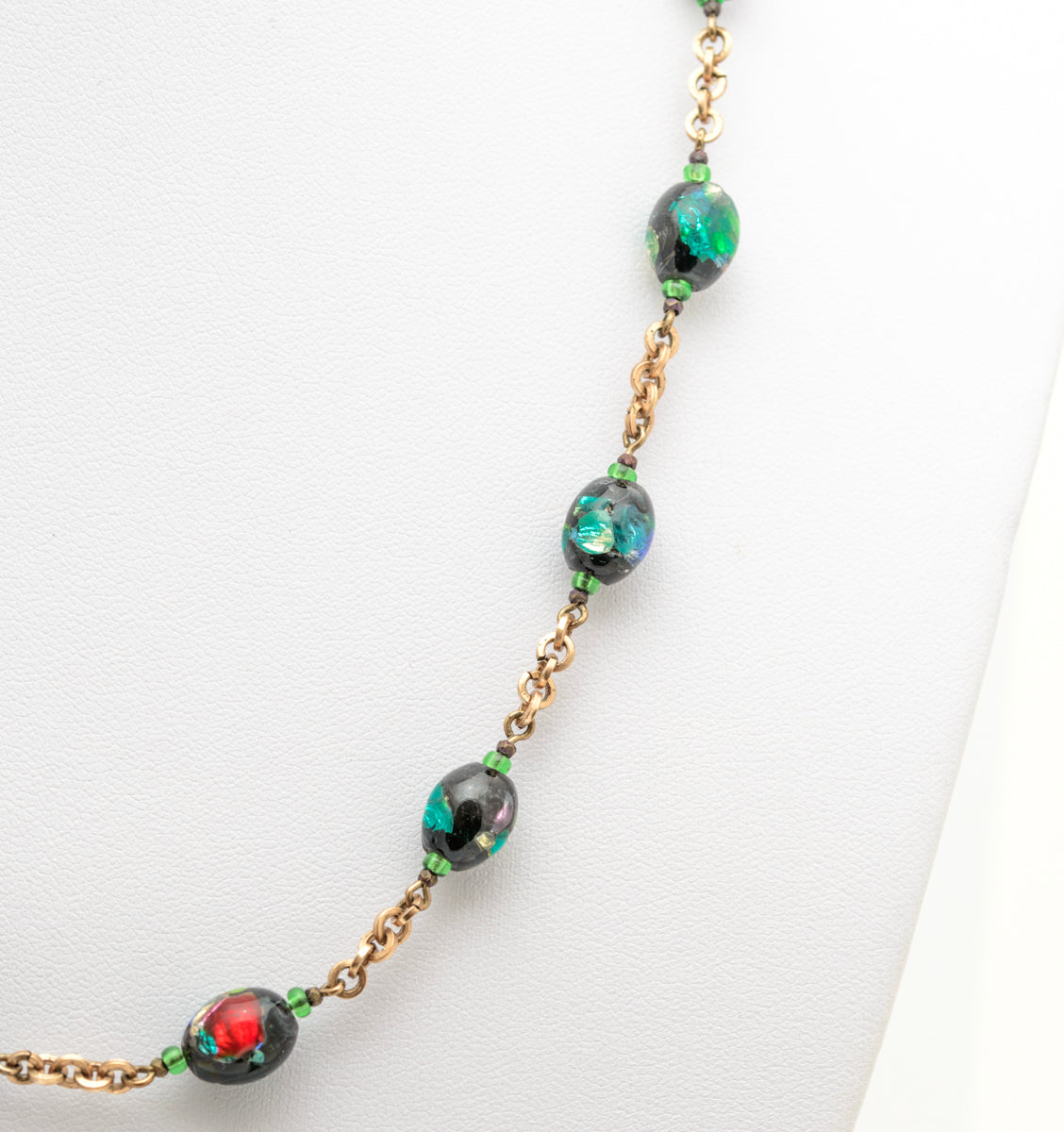 Vintage Italian Murano/Venetian Foiled Glass Bead Necklace Early 20th Century (A2073)