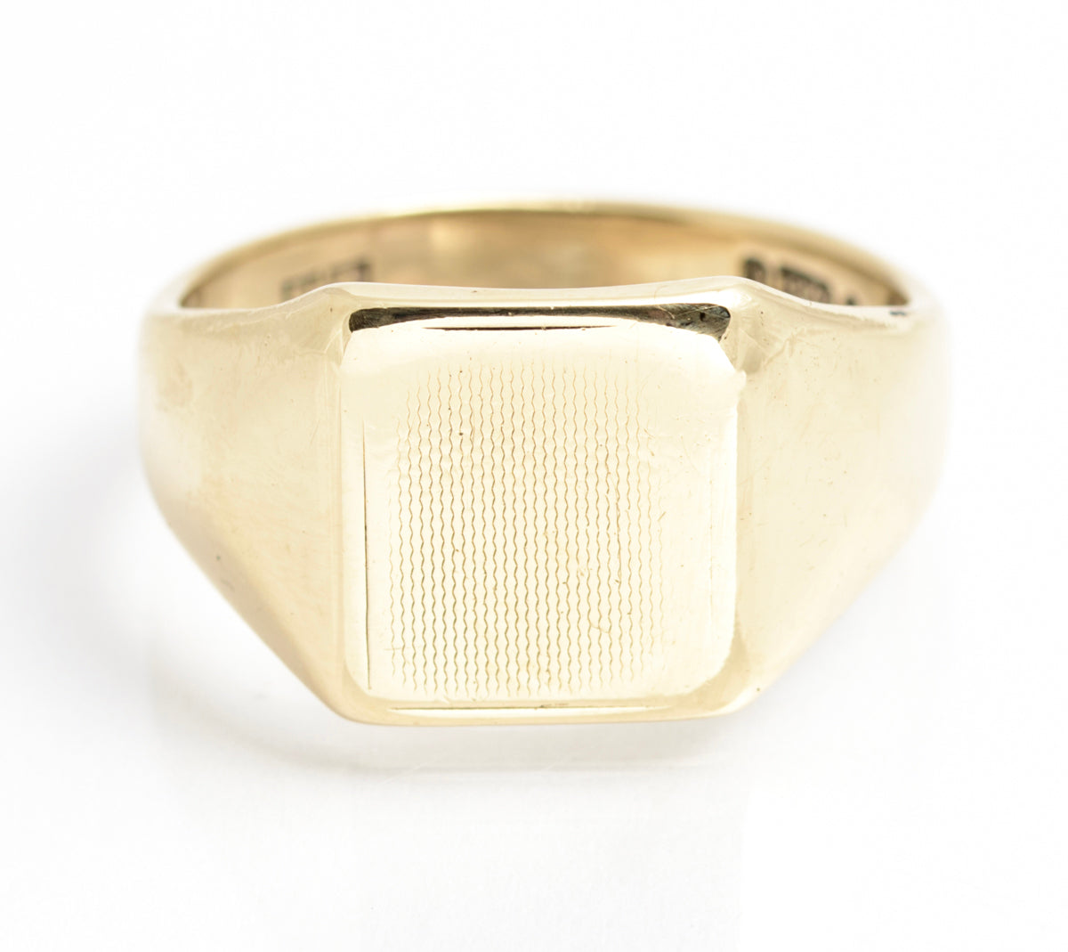 Vintage Heavy Men's 9ct Yellow Solid Gold Signet Ring 1964 Hallmark Size T1/2 (A2115)