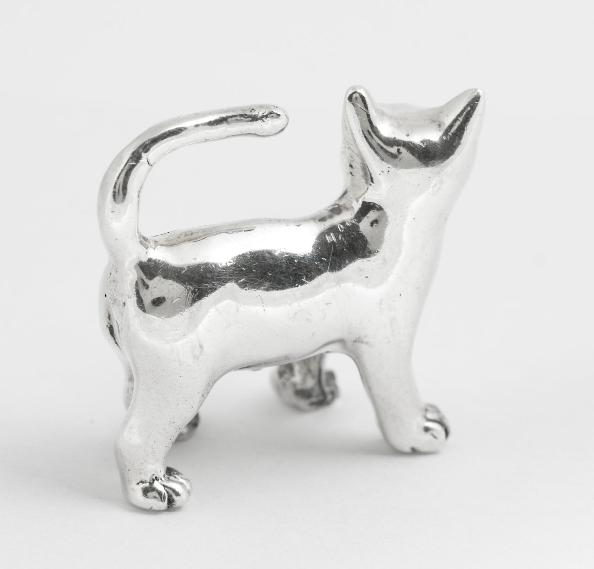 Vintage 925 Sterling Silver Miniature Model Of A Cat Standing Novelty Gift (A2126)