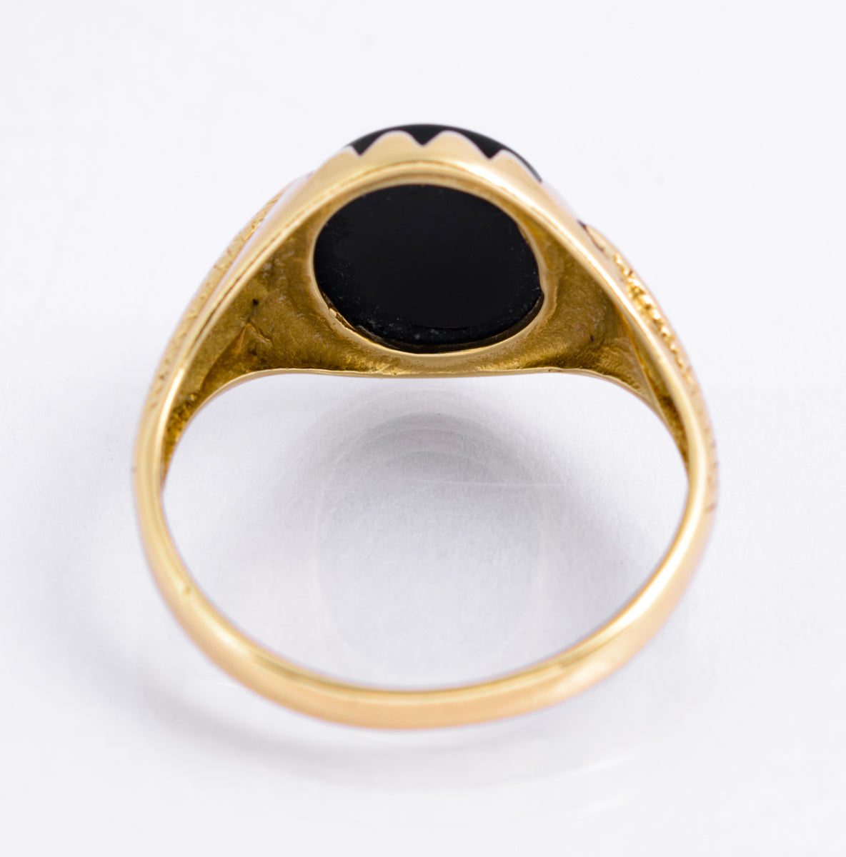 Vintage 9ct Yellow Gold Snake Signet Ring With Black Onyx & Garnet Eyes Size R1/2  (A2133)