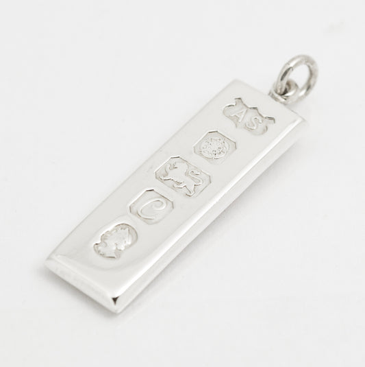 Vintage 1977 Silver Jubilee Sterling Silver Large Ingot Pendant Feature Hallmark (A2159)