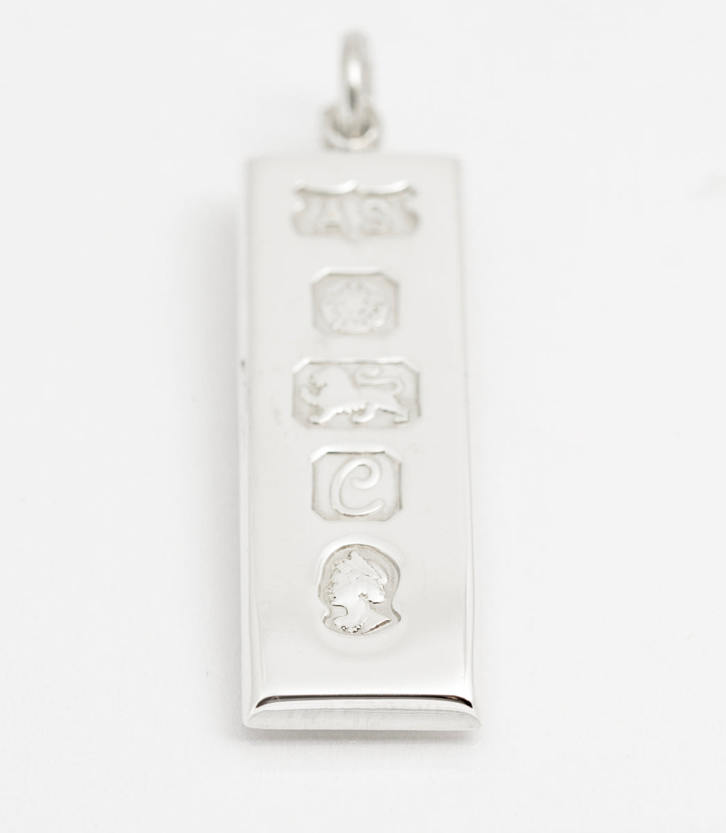 Vintage 1977 Silver Jubilee Sterling Silver Large Ingot Pendant Feature Hallmark (A2159)