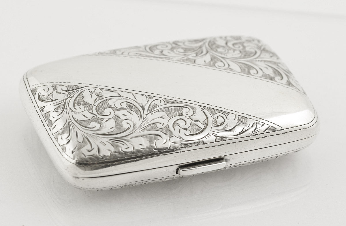 Antique Edwardian Sterling Silver Hallmarked Compact Cigarette/Cigar Case (B2197)