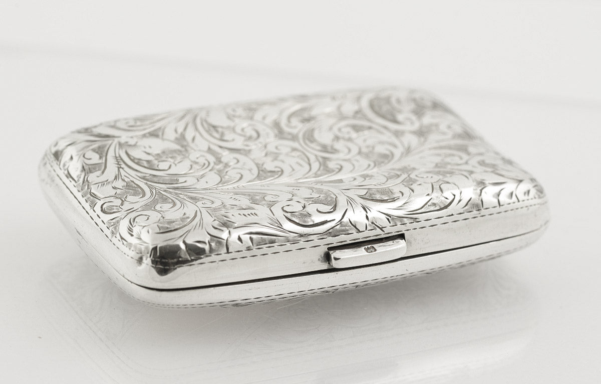 Antique Edwardian Sterling Silver Hallmarked Compact Cigarette/Cigar Case (B2197)