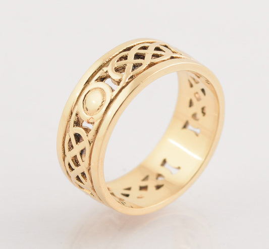 Vintage 9ct Gold Celtic Design Wedding Band/Ring Sheffield Hallmark Size S (B2200)