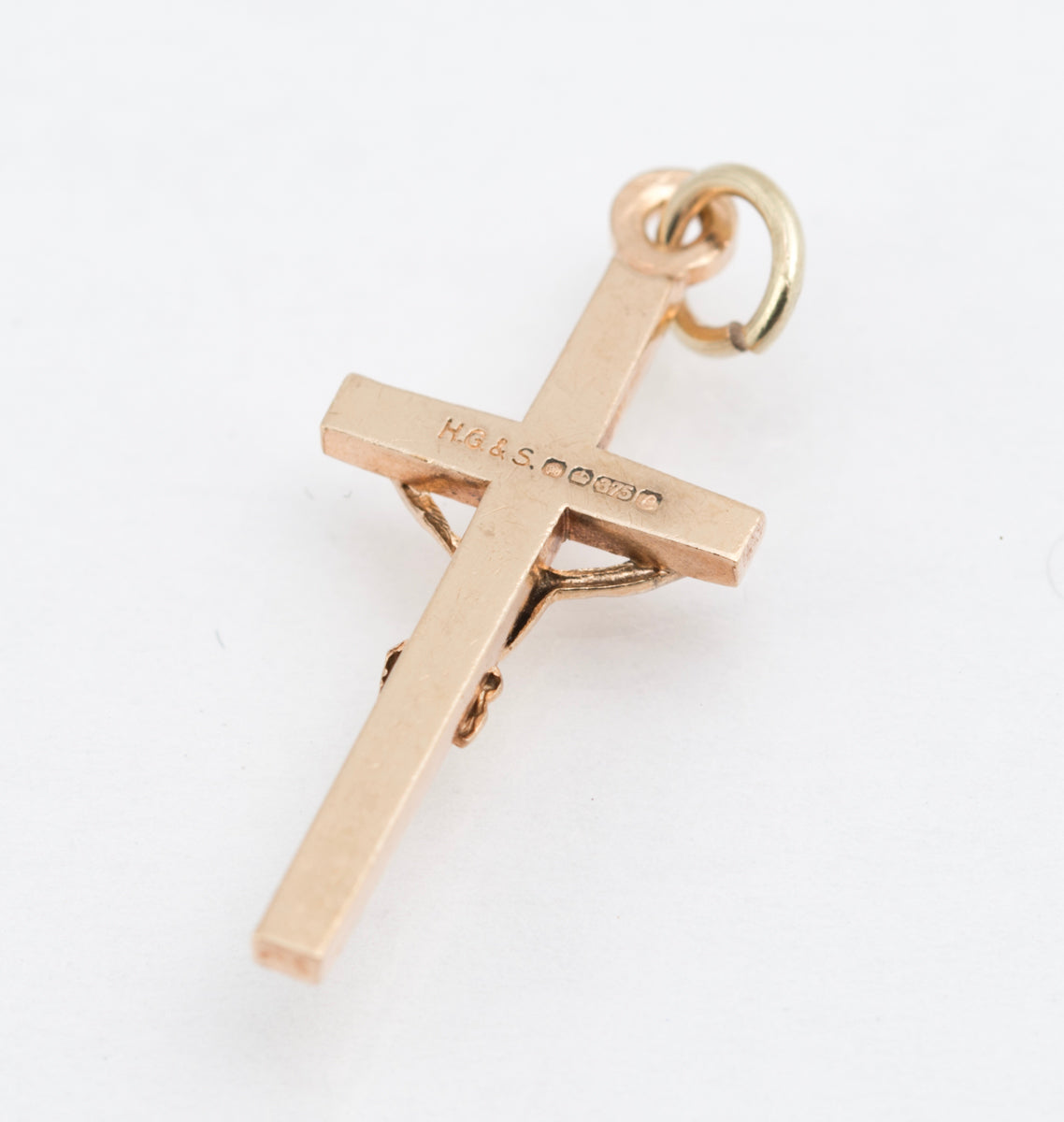 Vintage 9ct Solid Yellow Gold Crucifix Cross Pendant Sheffield Hallmark 1977 (B2208)