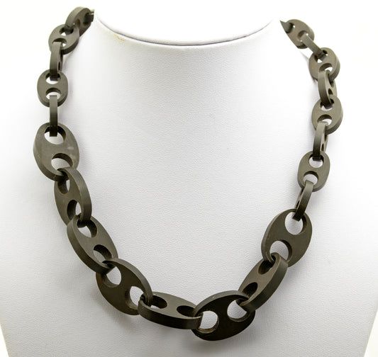 Antique Chunky Vulcanite Chain Link Mourning Necklace Victorian c.1880 (B2242)