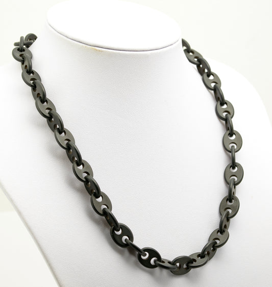 Antique Victorian Whitby Jet Chain Link Necklace Mourning Jewellery c.1880 (B2243)