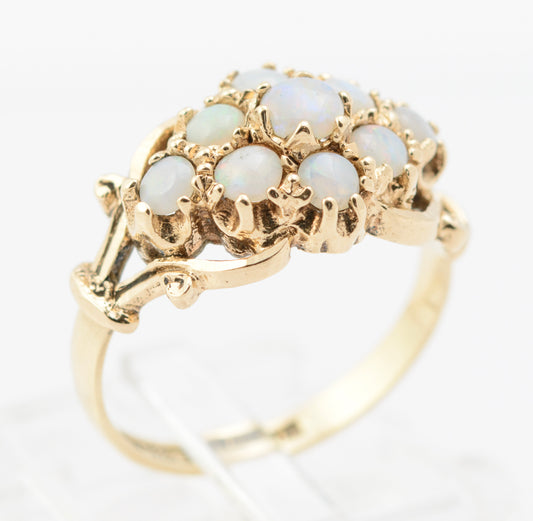 Vintage 9ct Gold & Natural Opal Cluster Fancy Dress Ring Hallmarked Birmingham 1976 (B2259)