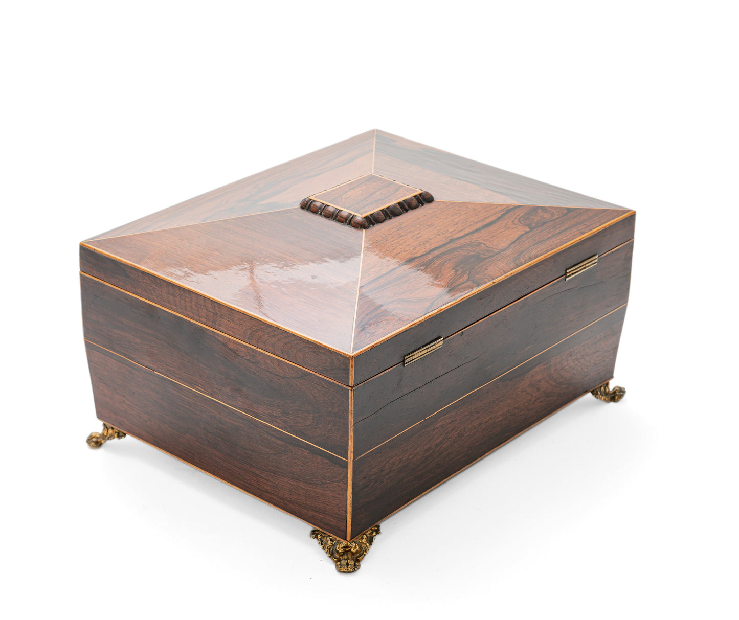 Antique Georgian Regency Rosewood & Box Wood Strung Work or Table Box c1825 (Code 2138)