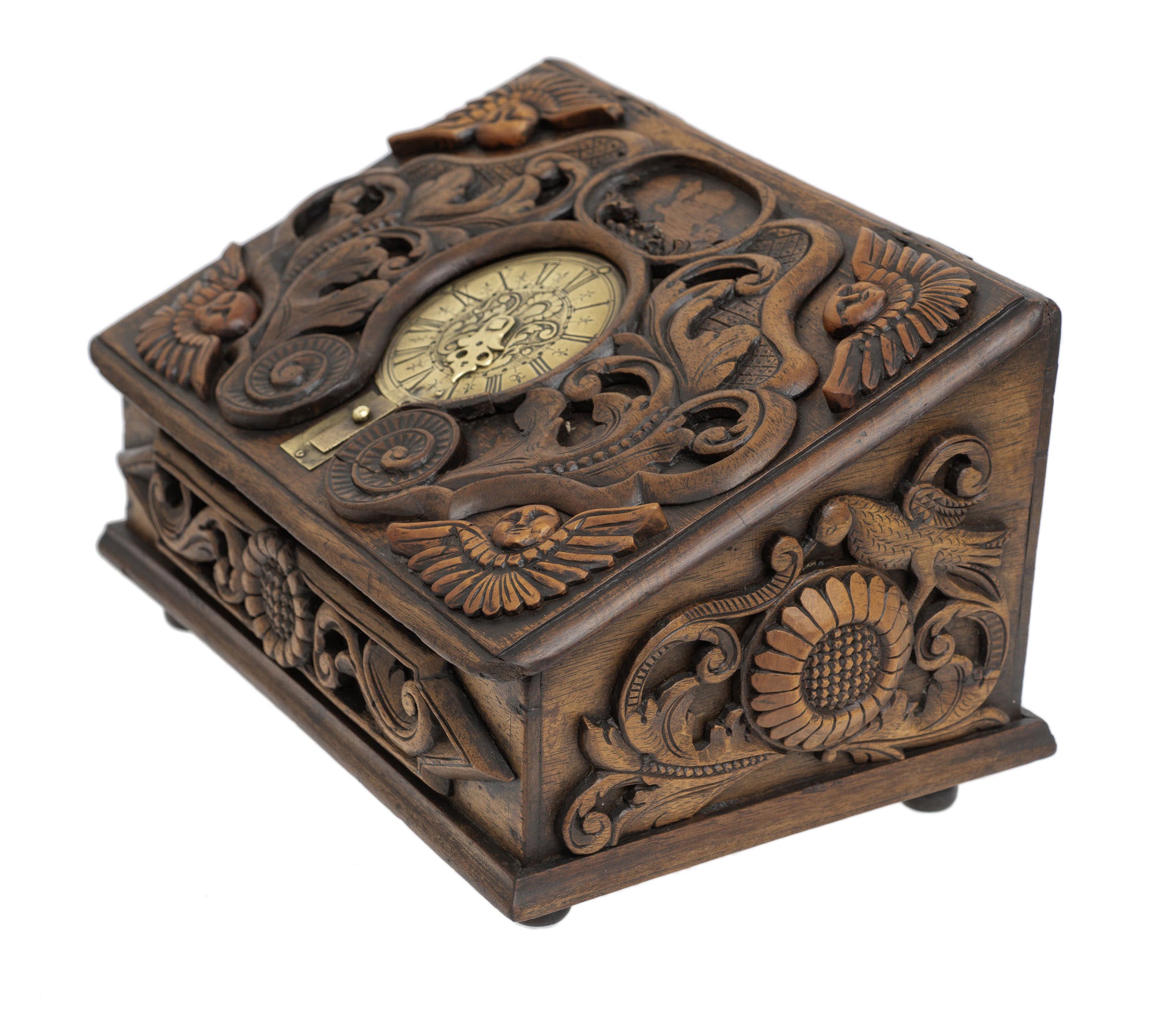 Outlets Vintage jewelry box carved wood city