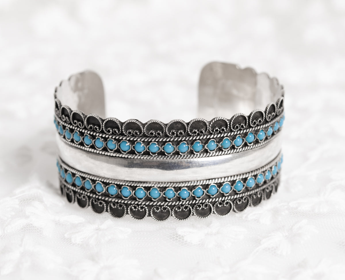 Mens silver and sales turquoise bracelet