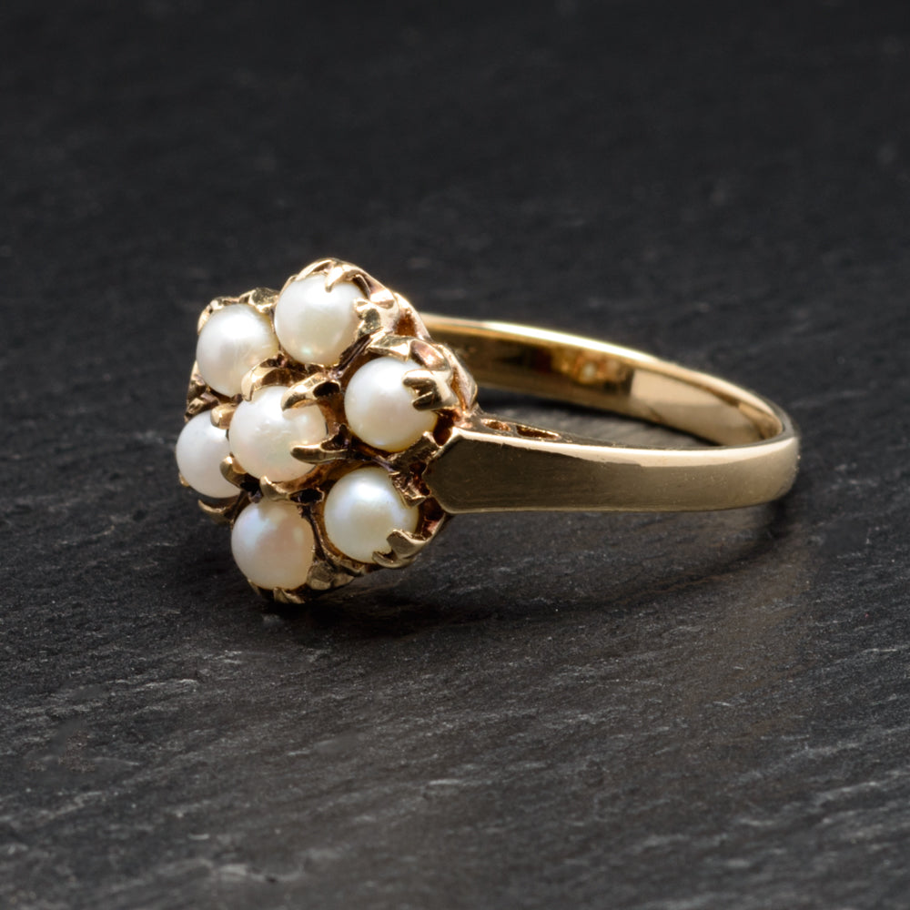 Vintage pearl sale cluster ring